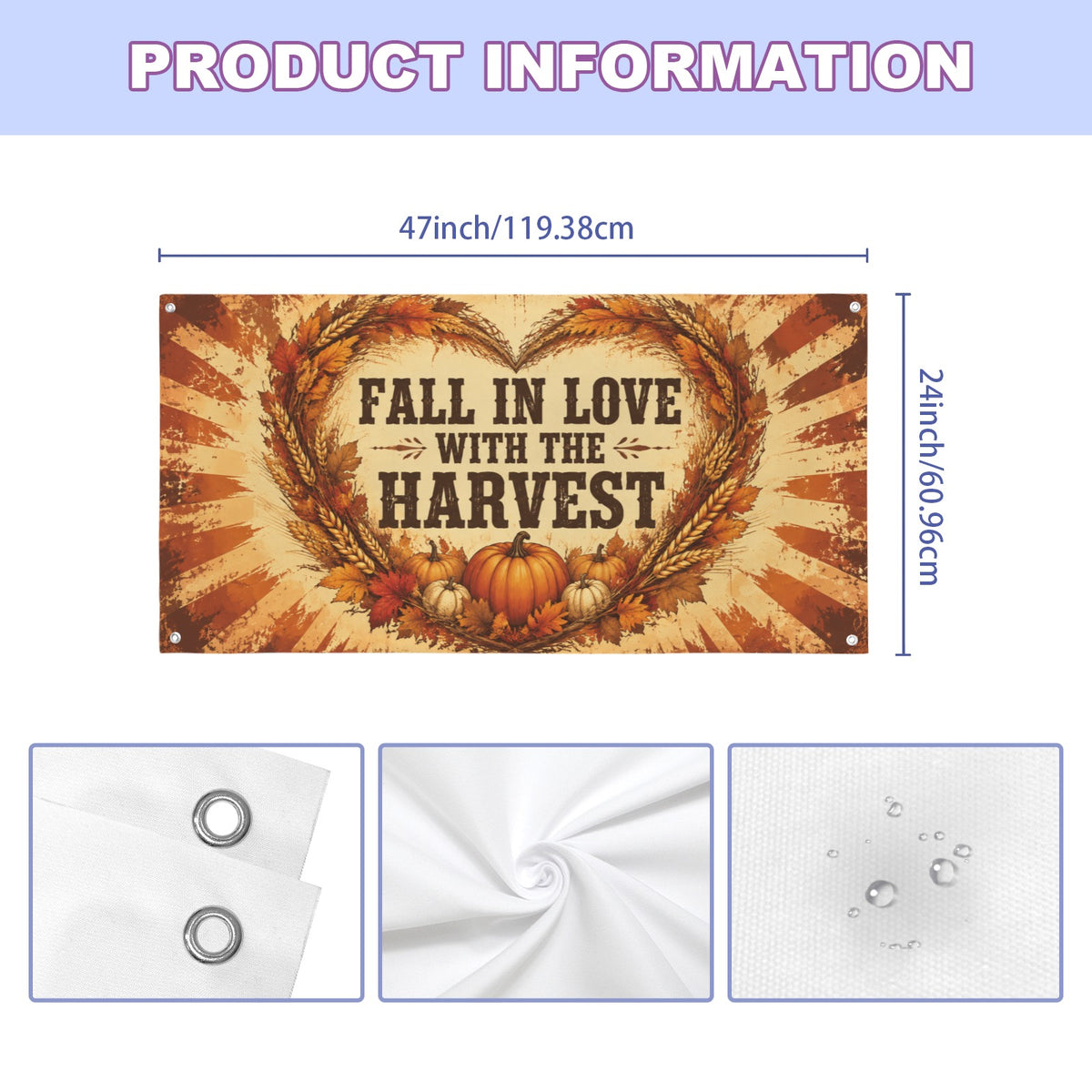 Fall Harvest Love 47 x 24 in Festival Banner