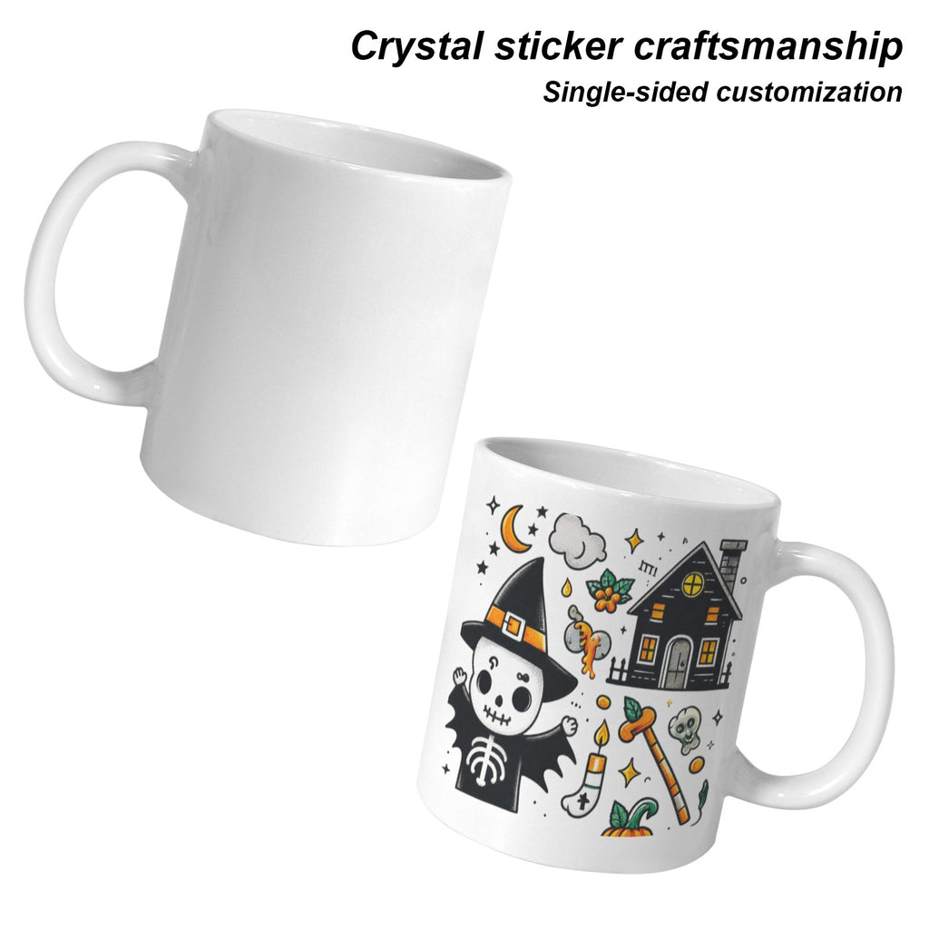 Ghostly Pumpkin Parade 11 oz White Ceramic Mug