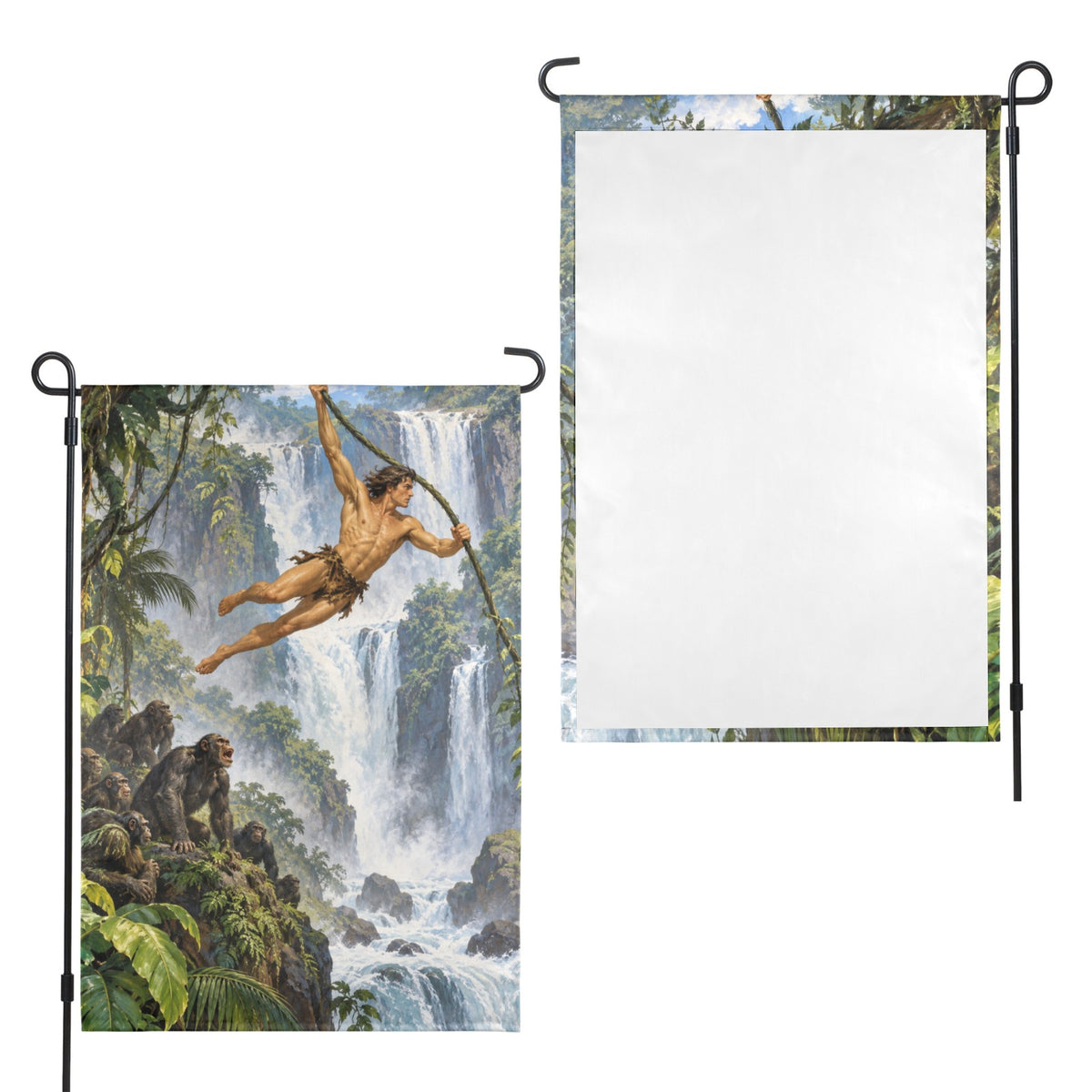 Jungle Waterfall Tarzan 12 x 18 in Garden Flag