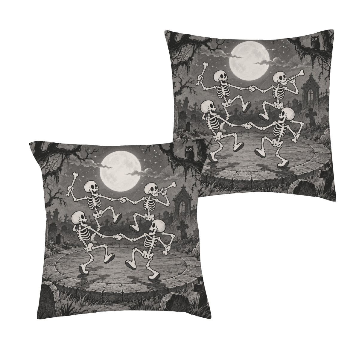 Skeleton Moonlit Waltz 16 x 16 in Envelope Pillow Case