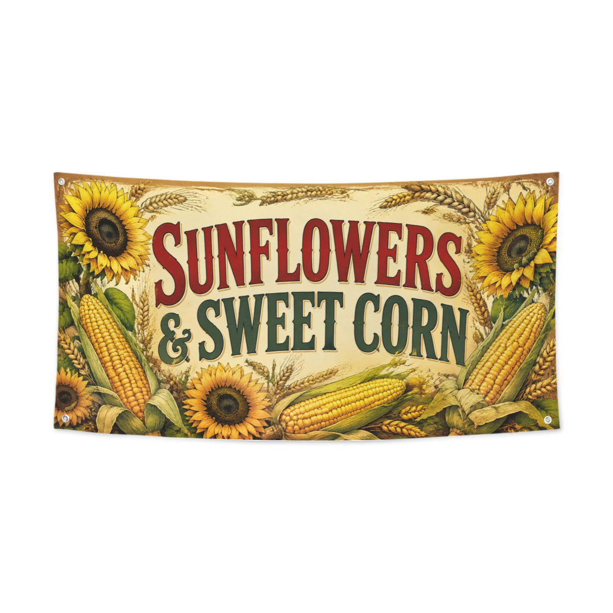 Sunflowers Sweet Corn 47 x 24 in Festival Banner