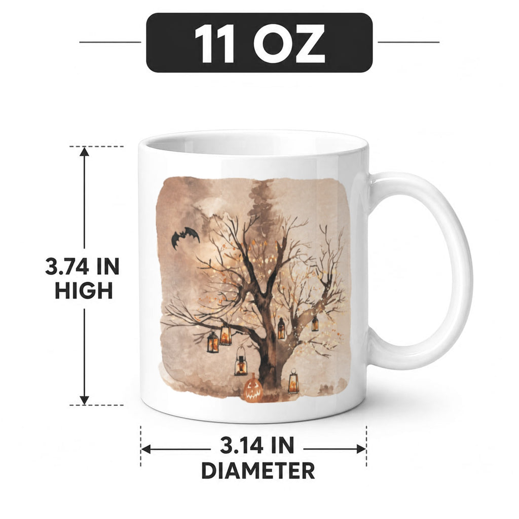 Owl on a Pumpkin Stack 11 oz White Ceramic Mug