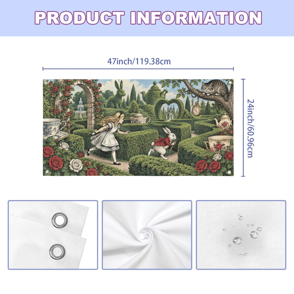 Alice Through a Tea Garden Maze 47 x 24 in Festival Banner