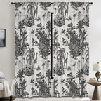 Black White Jungle Animals 52 x 84 in Window Curtain Set