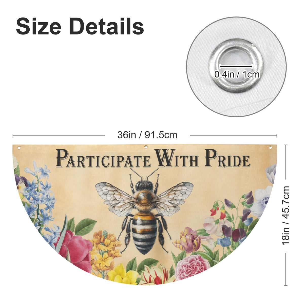 Participate With Pride 36 x 18 in Semi Circle Flag