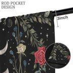 Whimsigoth Moon-Phase Roses 52 x 84 in Window Curtain Set
