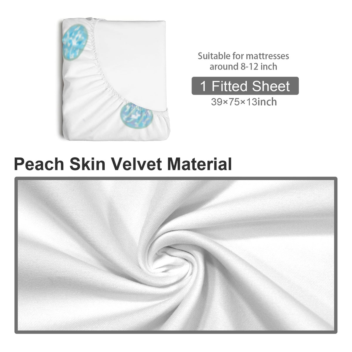 Small Space Big Pattern Fitted Sheet 39x75x13inch (QUE)