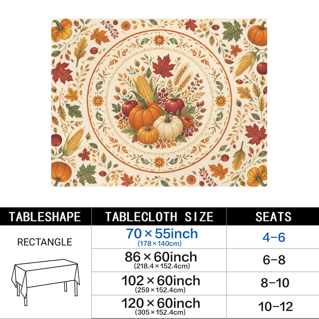 Harvest Plate 178cm x 140cm Rectangular Tablecloth 70x55inch (QUE)