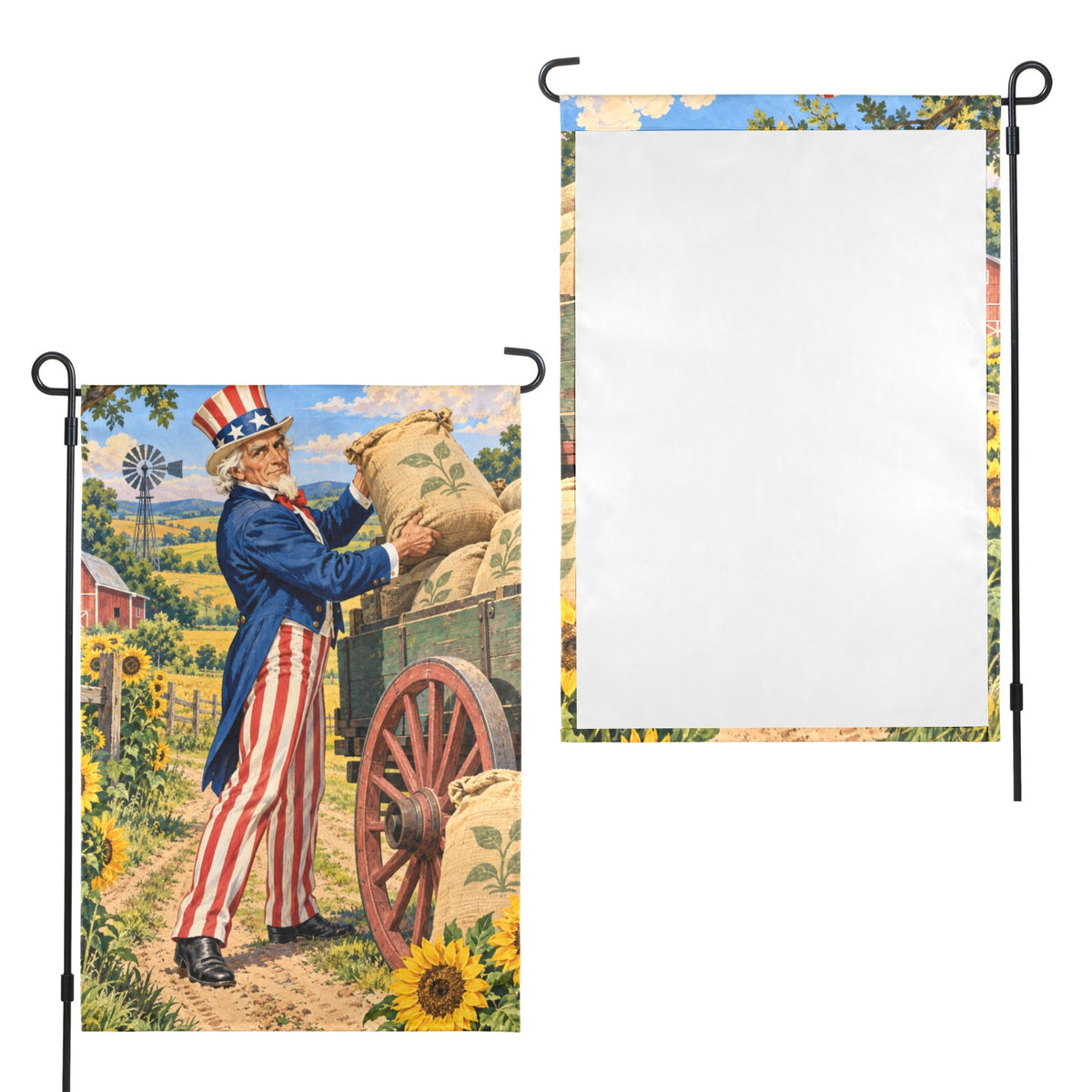 Farm Wagon Uncle Sam 12 x 18 in Garden Flag