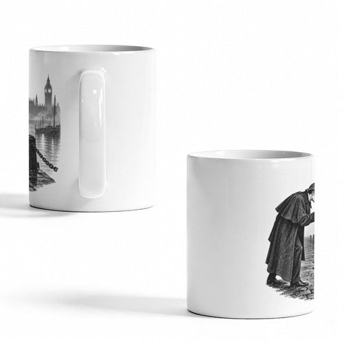 Paget Sherlock Foggy Riverside Clue 11 oz White Ceramic Mug