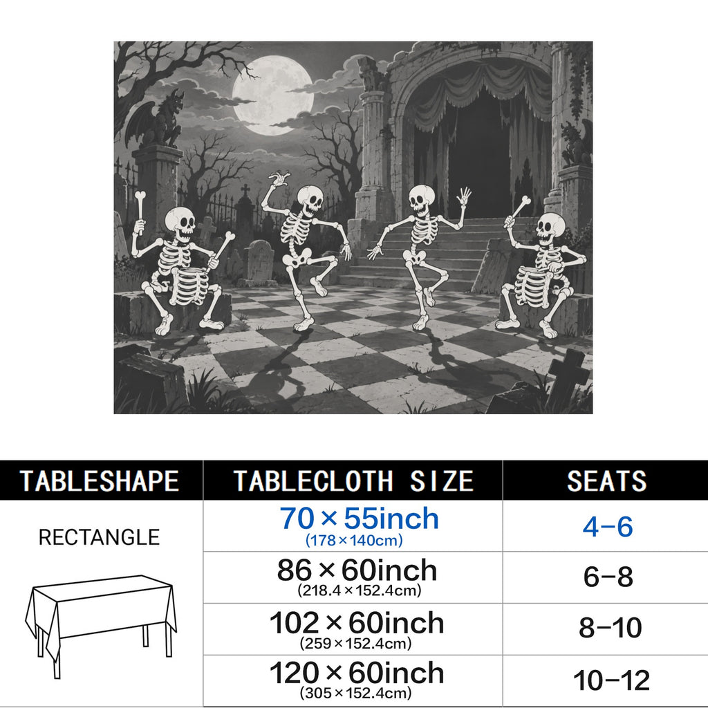 Skeleton Theater 178cm x 140cm Rectangular Tablecloth 70x55inch (QUE)