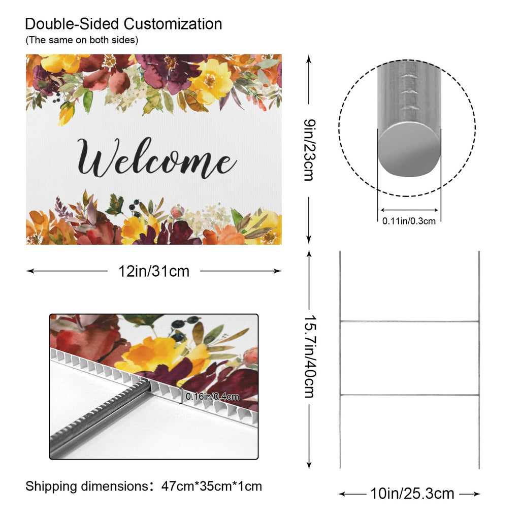 Autumn Floral Welcome 12 x 9 in House Sign