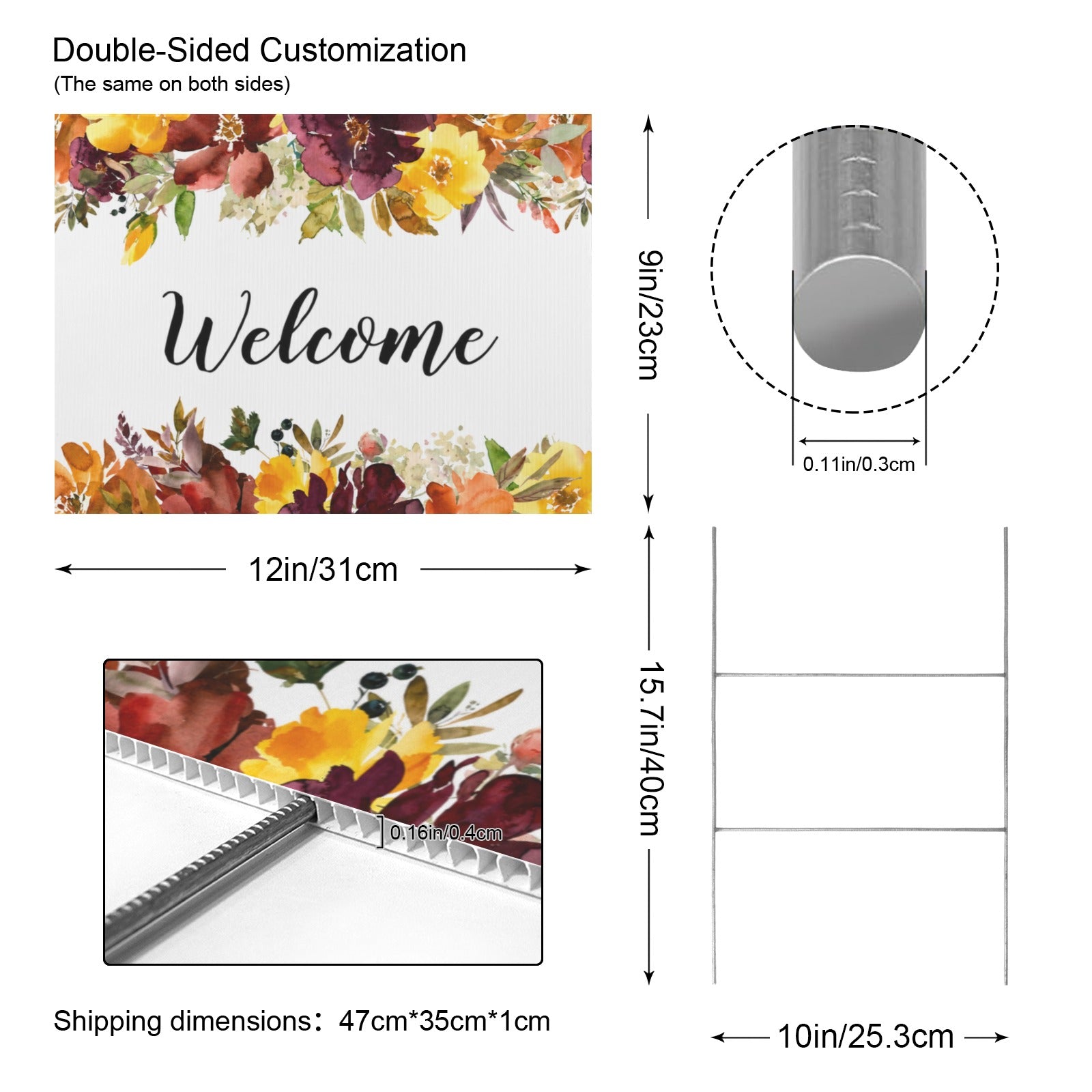 Autumn Floral Welcome 12 x 9 in House Sign