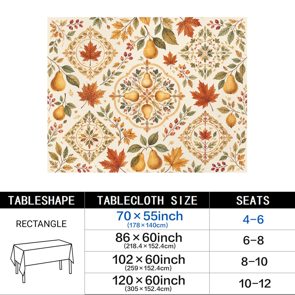 Pear Medallion 178cm x 140cm Rectangular Tablecloth 70x55inch (QUE)
