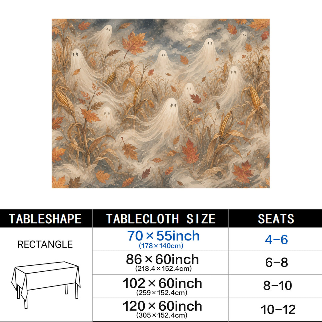 Cornfield Ghosts 178cm x 140cm Rectangular Tablecloth 70x55inch (QUE)