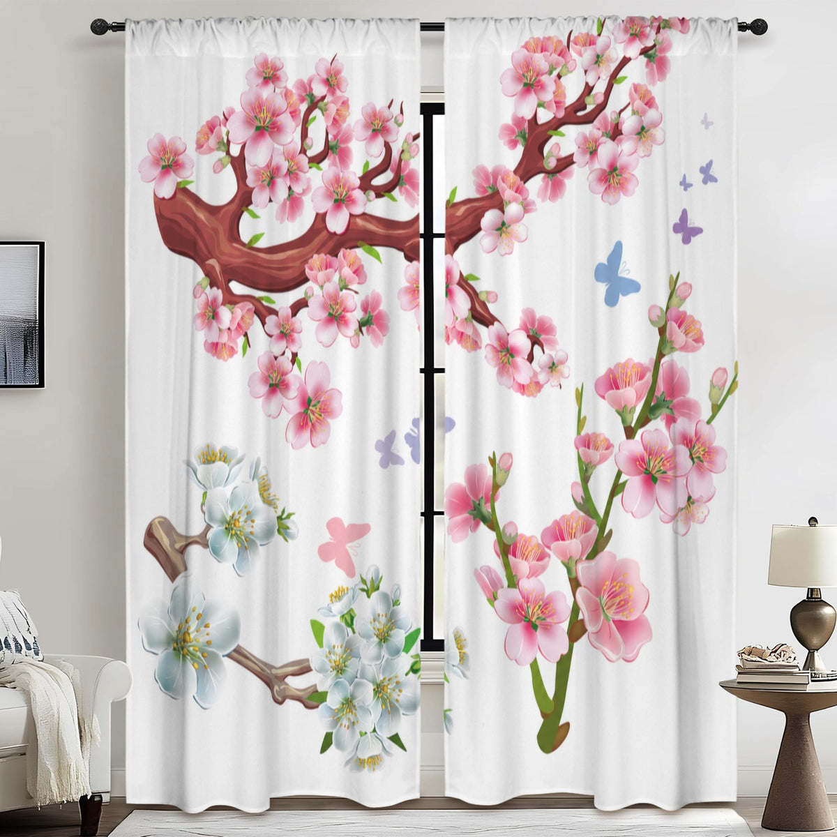 Flowering branch study 52 x 84 in Window Curtain Set