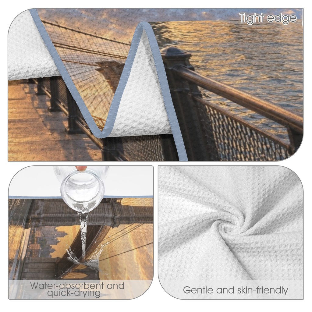Brooklyn Bridge Dawn 29"x58" (QUE) Waffle Weave Bath Towel