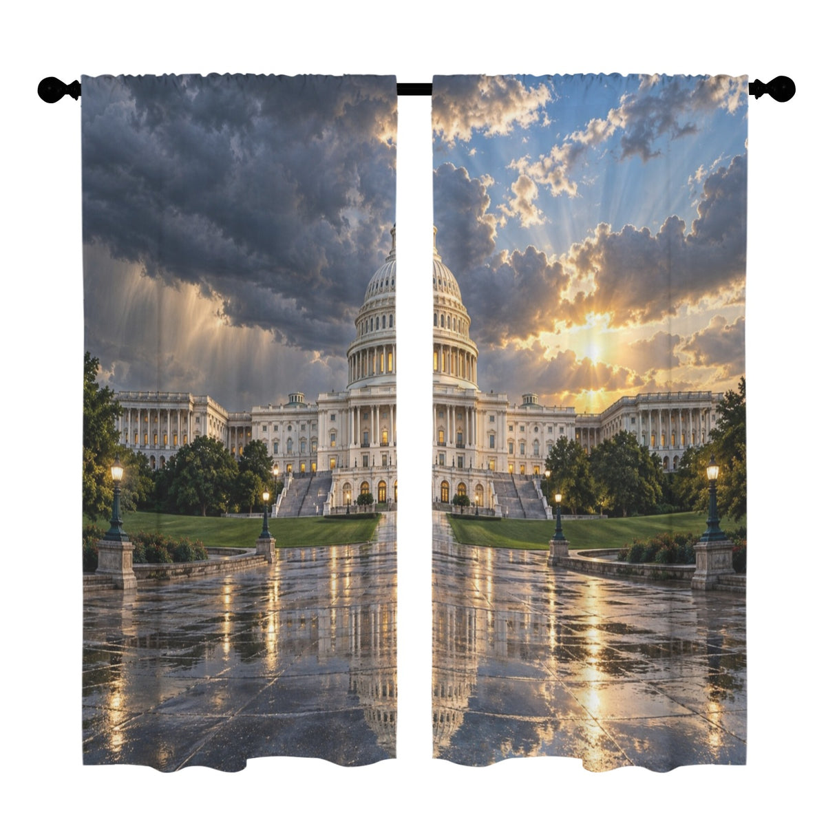 U.S. Capitol Clearing Storm 52 x 84 in Window Curtain Set