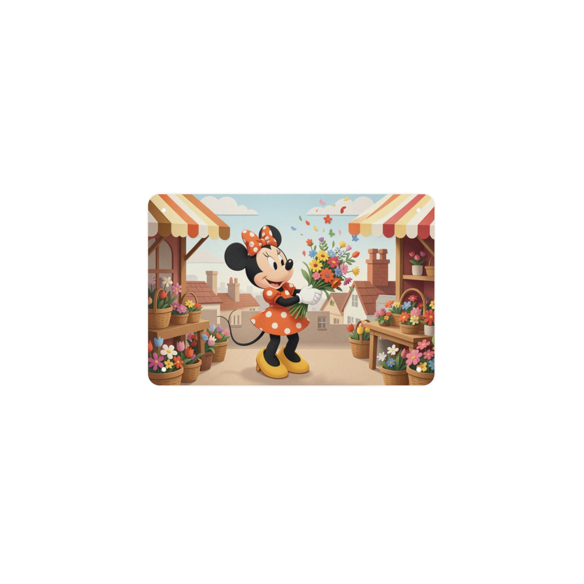 Rooftop Flower Minnie 12 x 8 in Metal Tin Sign