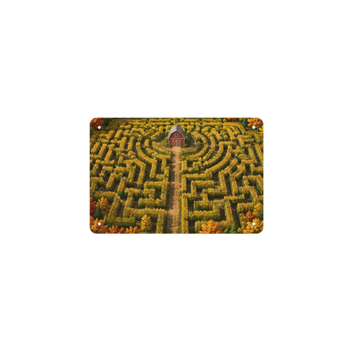Corn Maze Barn 12 x 8 in Metal Tin Sign