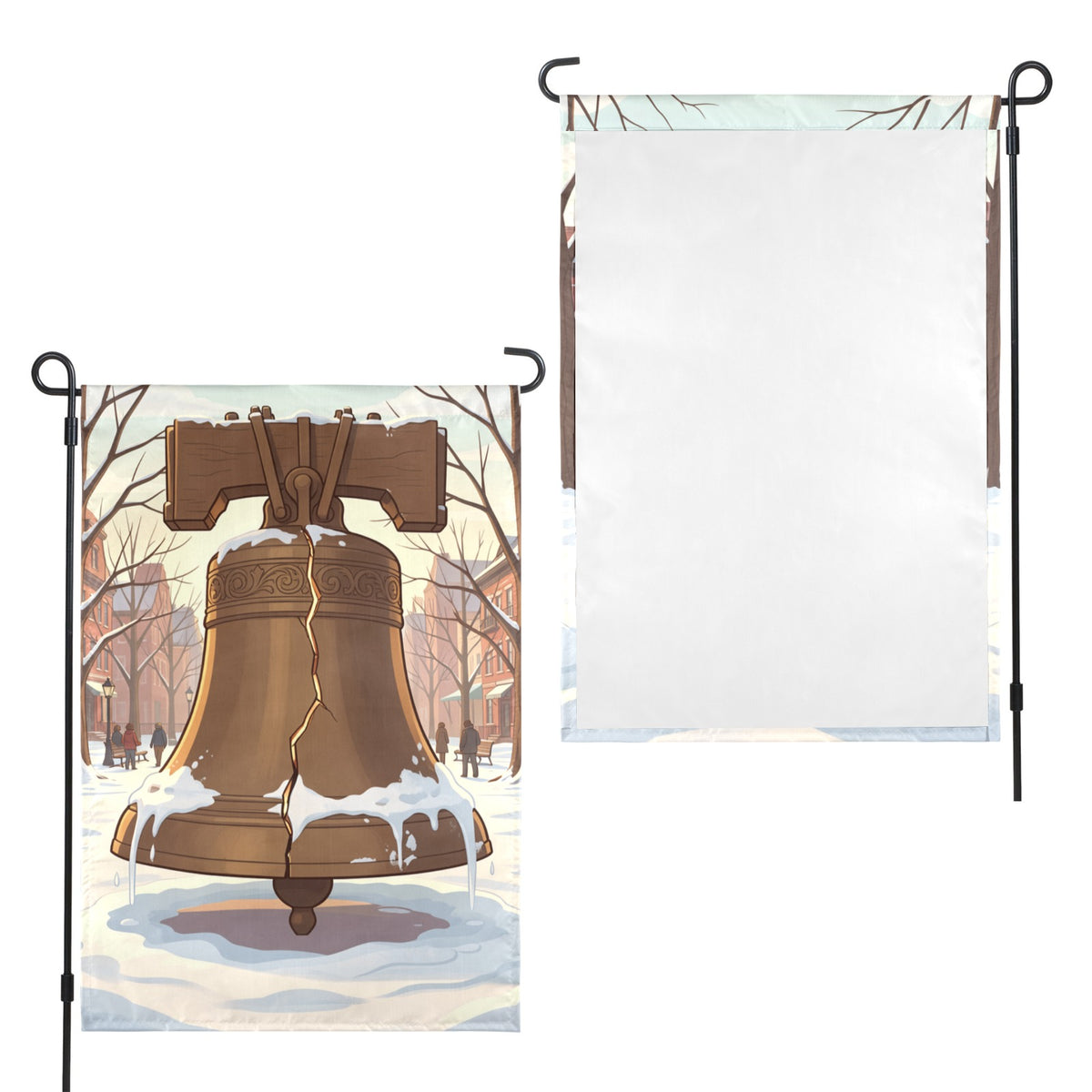 Winter Civic Square Liberty Bell 12 x 18 in Garden Flag