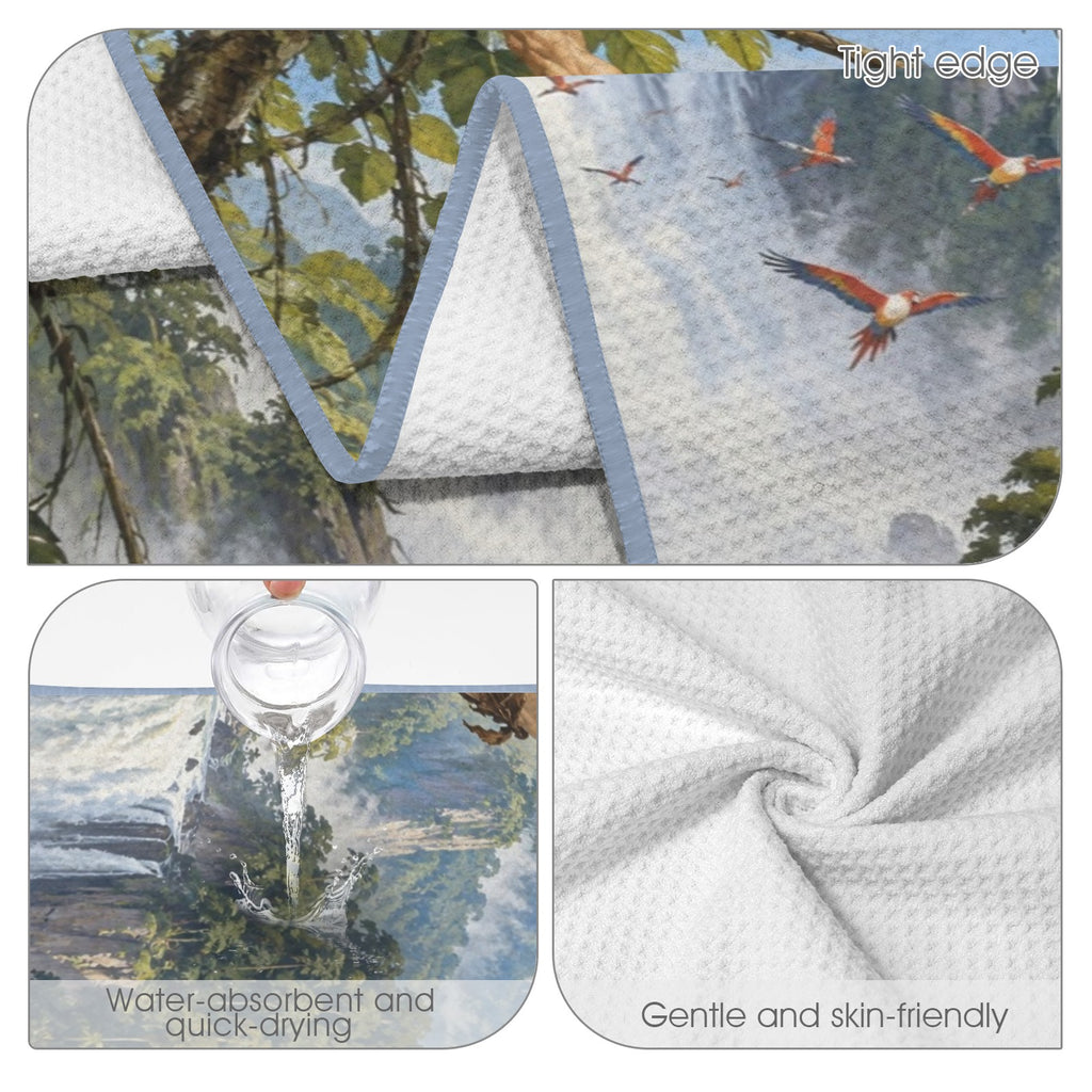 Tarzan Fig Canopy Waterfall 29"x58" (QUE) Waffle Weave Bath Towel