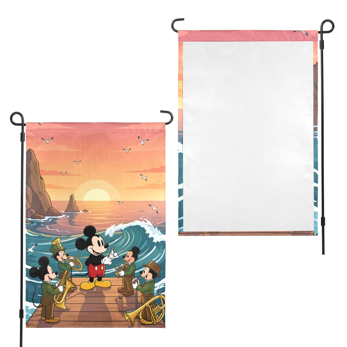 Seaside Brass Band Mickey 12 x 18 in Garden Flag