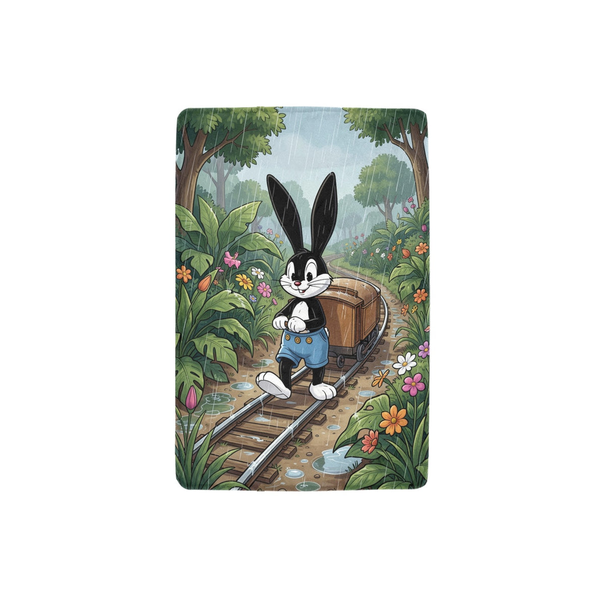 Oswald Rain Garden Trolley 32 x 48 in Micro Fleece Blanket