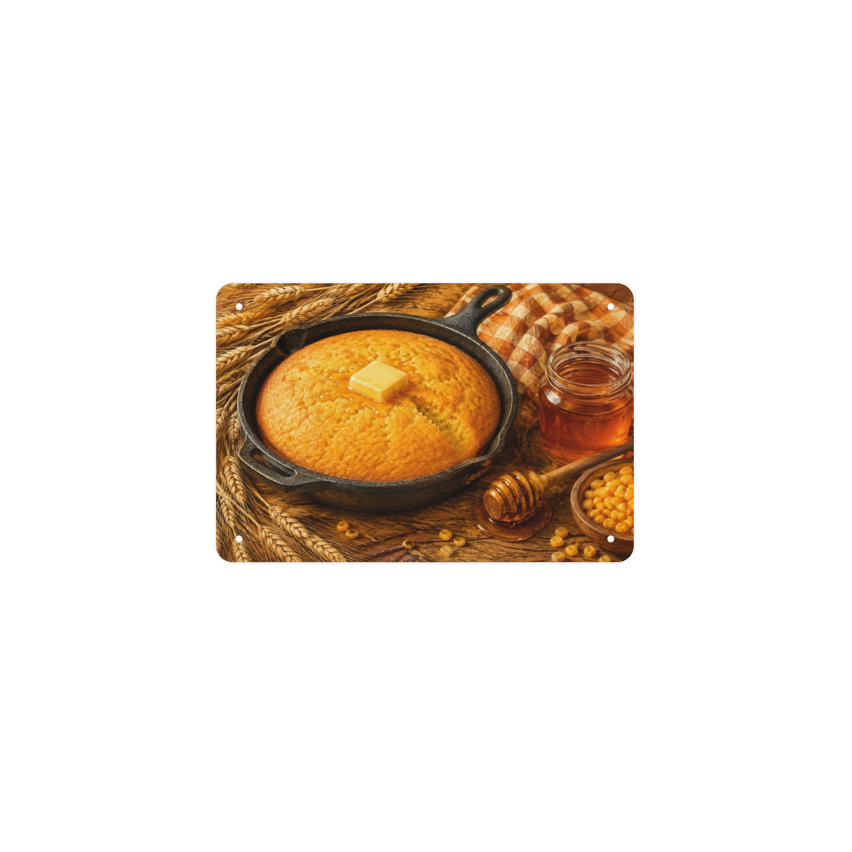 Cornbread Honey Skillet 12 x 8 in Metal Tin Sign