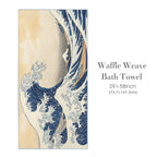 Hokusai Great Wave 29"x58" (QUE) Waffle Weave Bath Towel