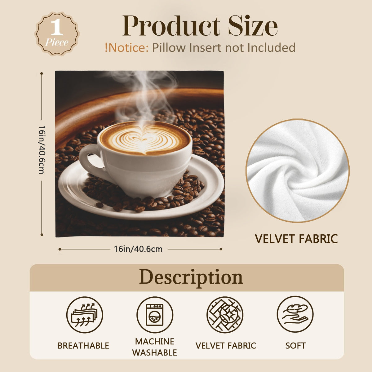 National Coffee Day Cozy Cafe 16 x 16 in Envelope Pillow Case