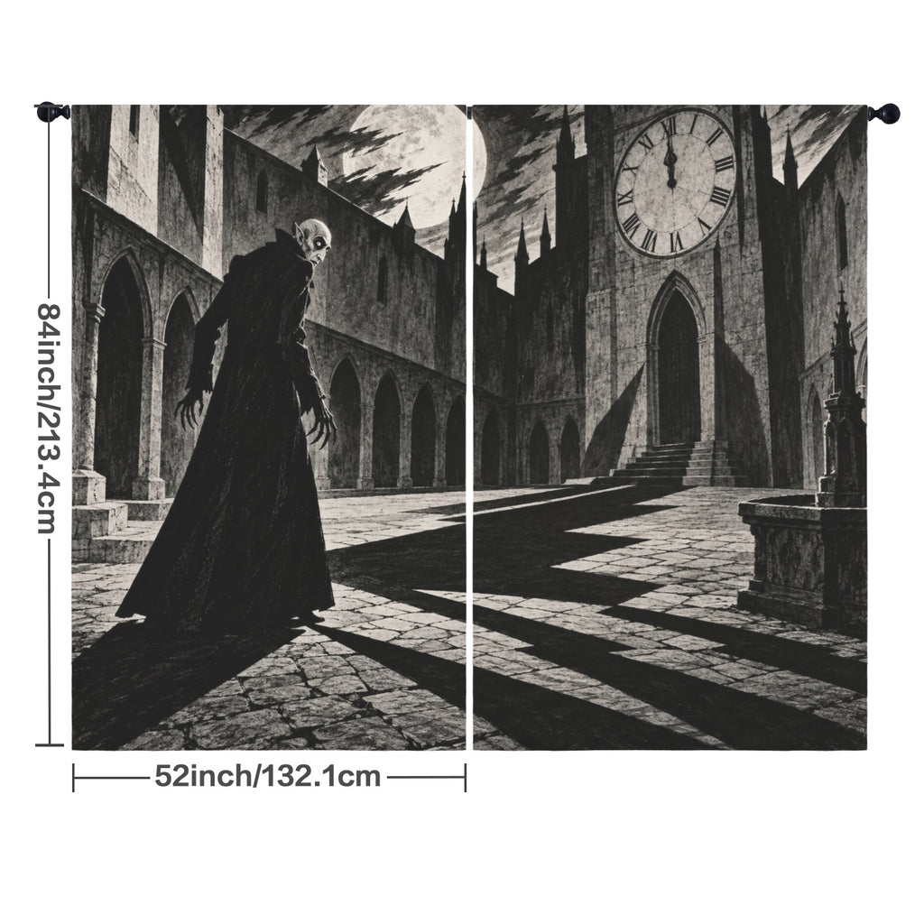Count Orlok Clock Courtyard 52 x 84 in Window Curtain Set