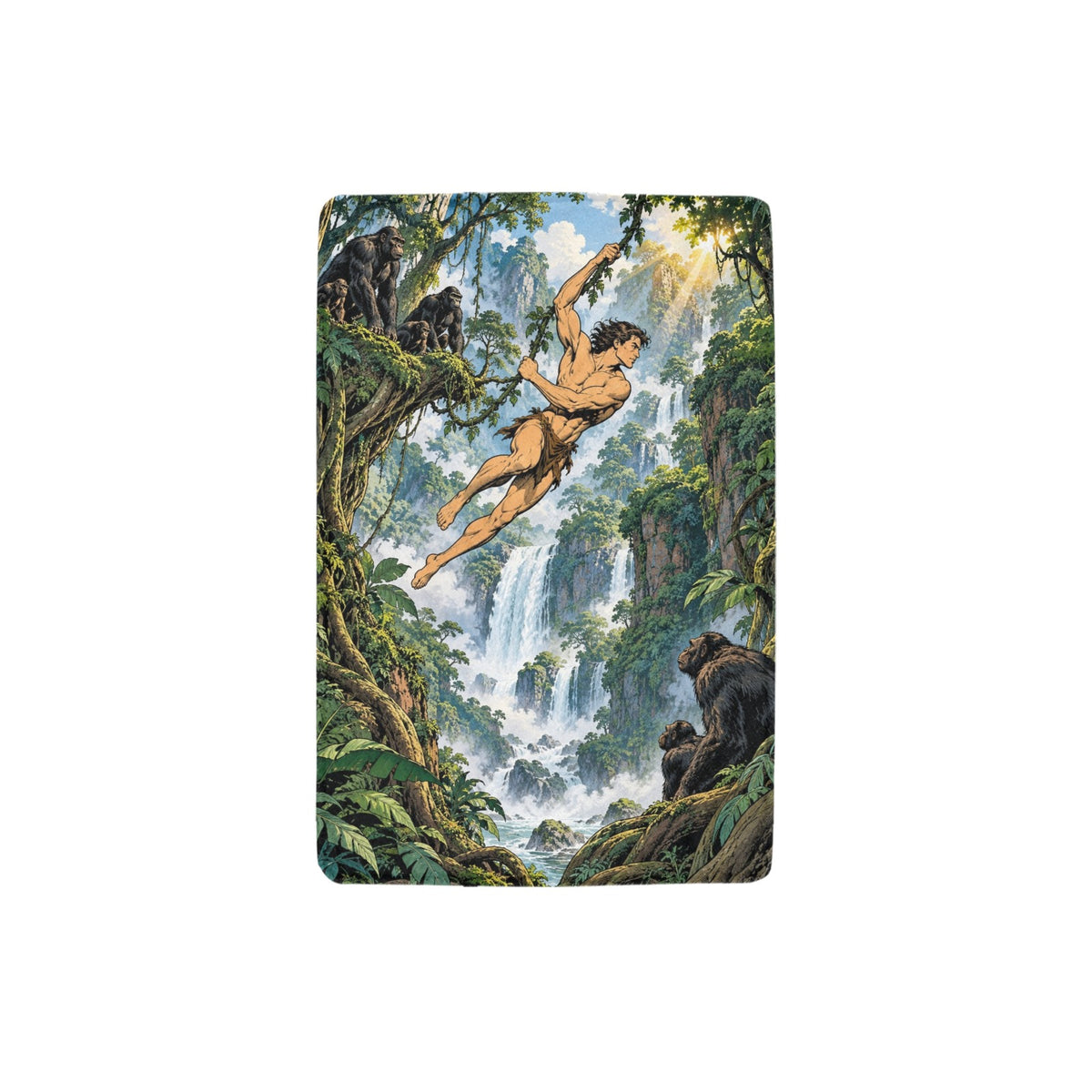 Tarzan Jungle Waterfalls 32 x 48 in Micro Fleece Blanket
