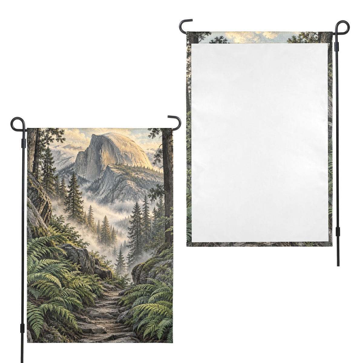 Half Dome fern canyon morning mist 12 x 18 in Garden Flag