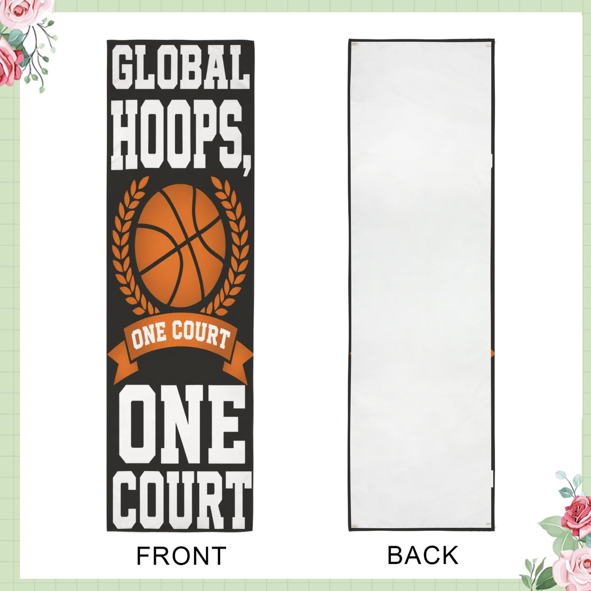 Global Hoops, One Court 12 x 40 in Polyester Peach Skin Tapestry