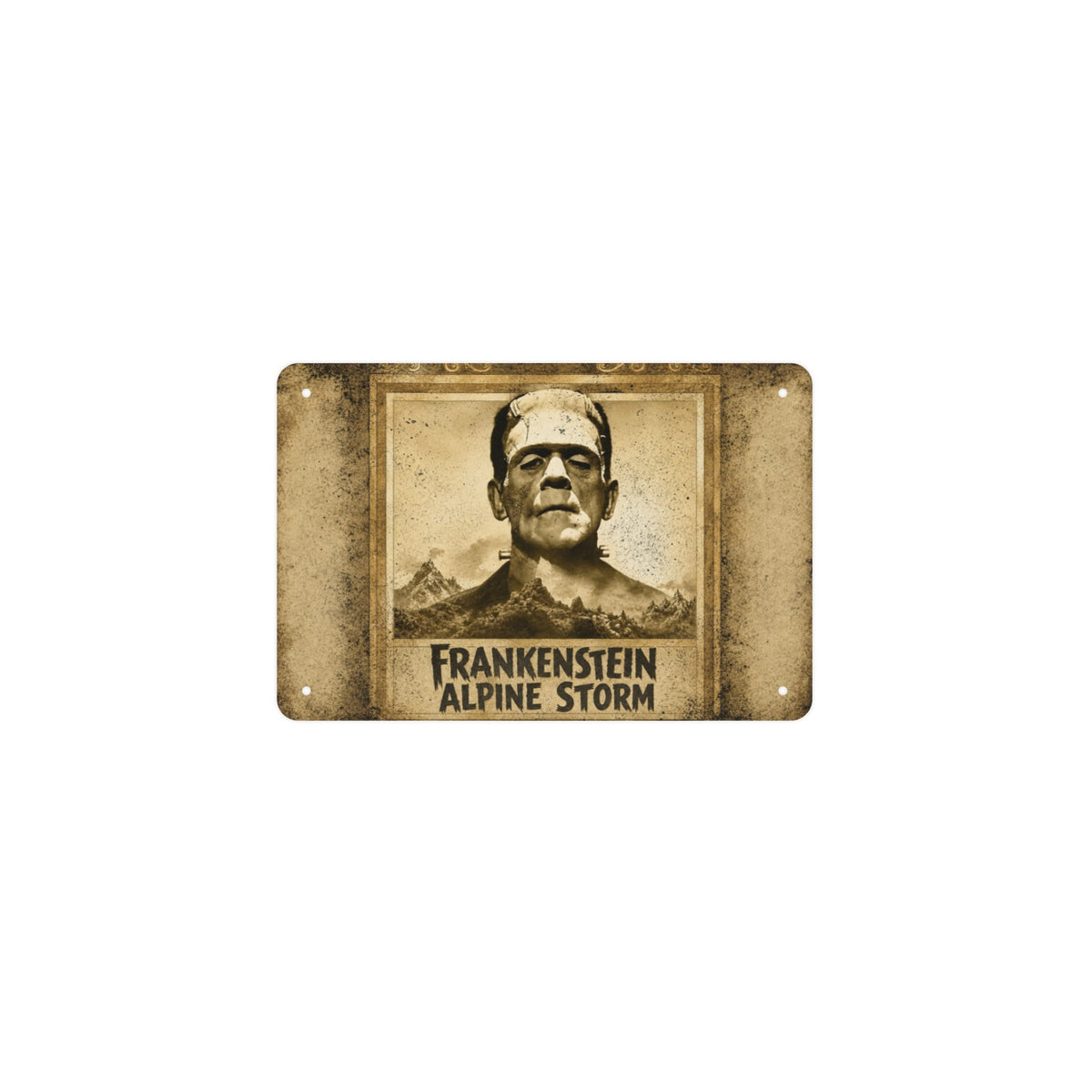 Frankenstein Alpine Storm 12 x 8 in Metal Tin Sign