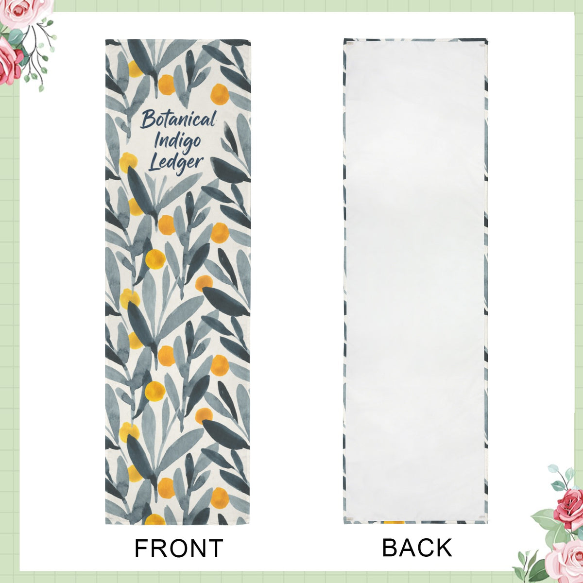 Botanical Indigo Ledger 12 x 40 in Polyester Peach Skin Tapestry