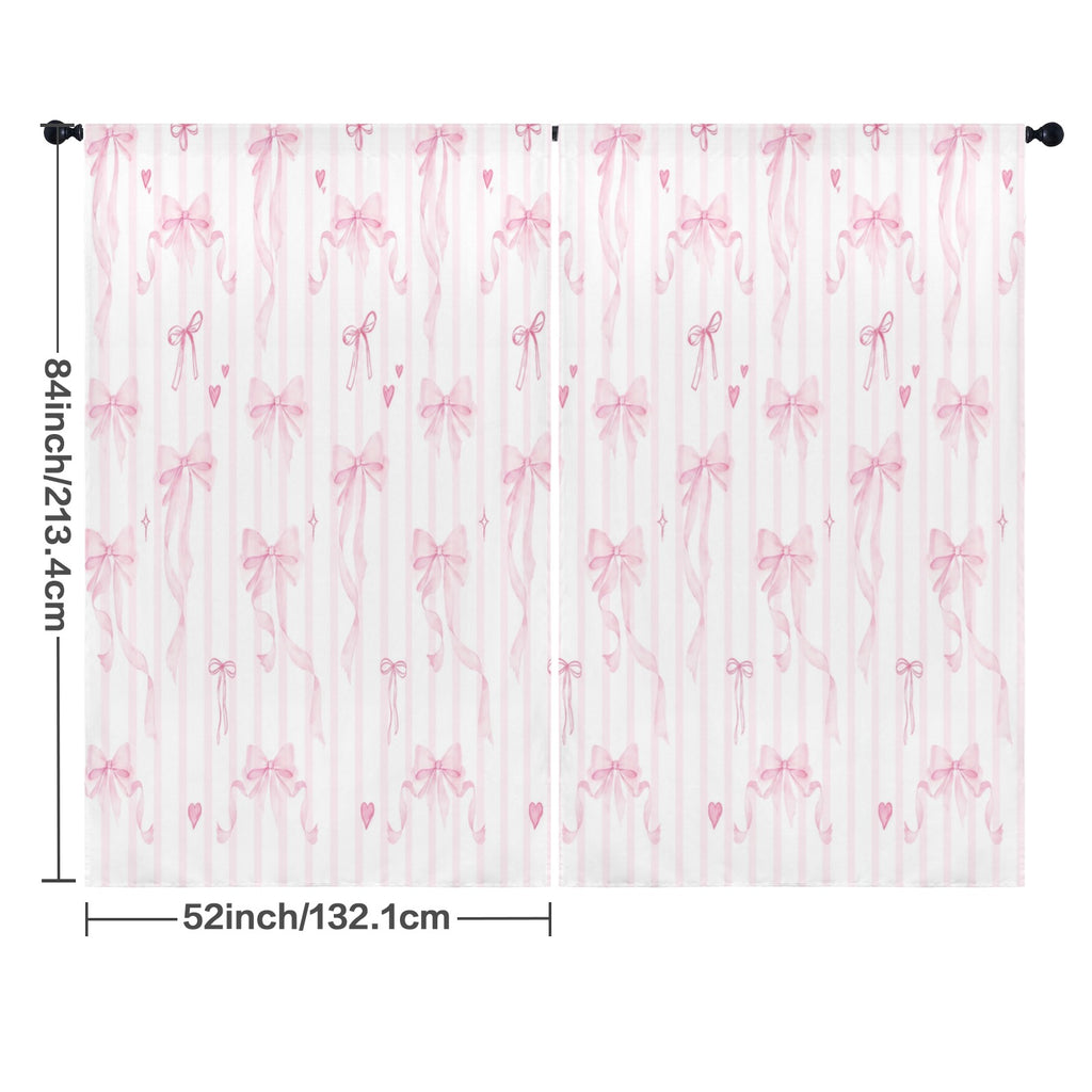 Coquette Ribbon Bows 52 x 84 in Window Curtain Set