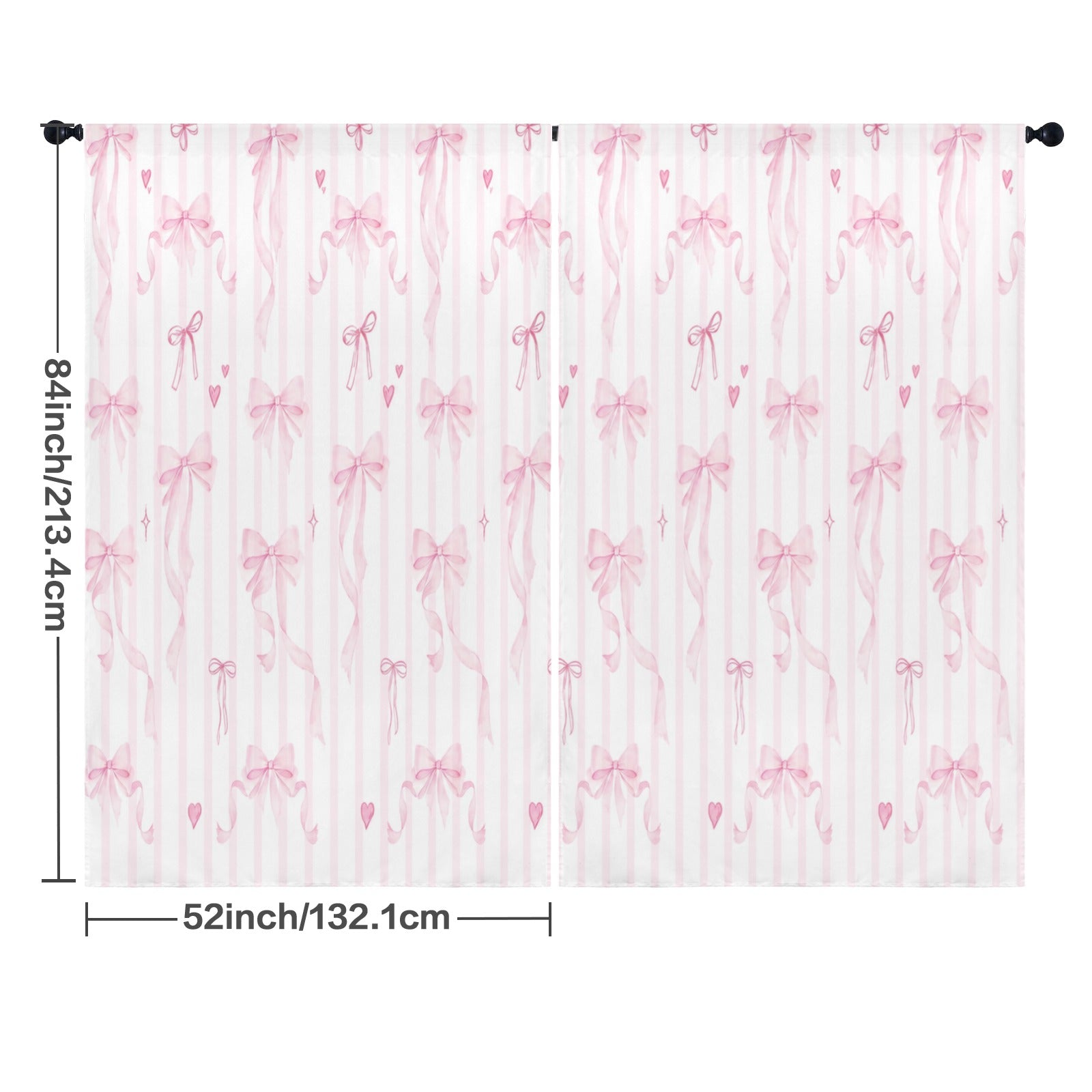 Coquette Ribbon Bows 52 x 84 in Window Curtain Set