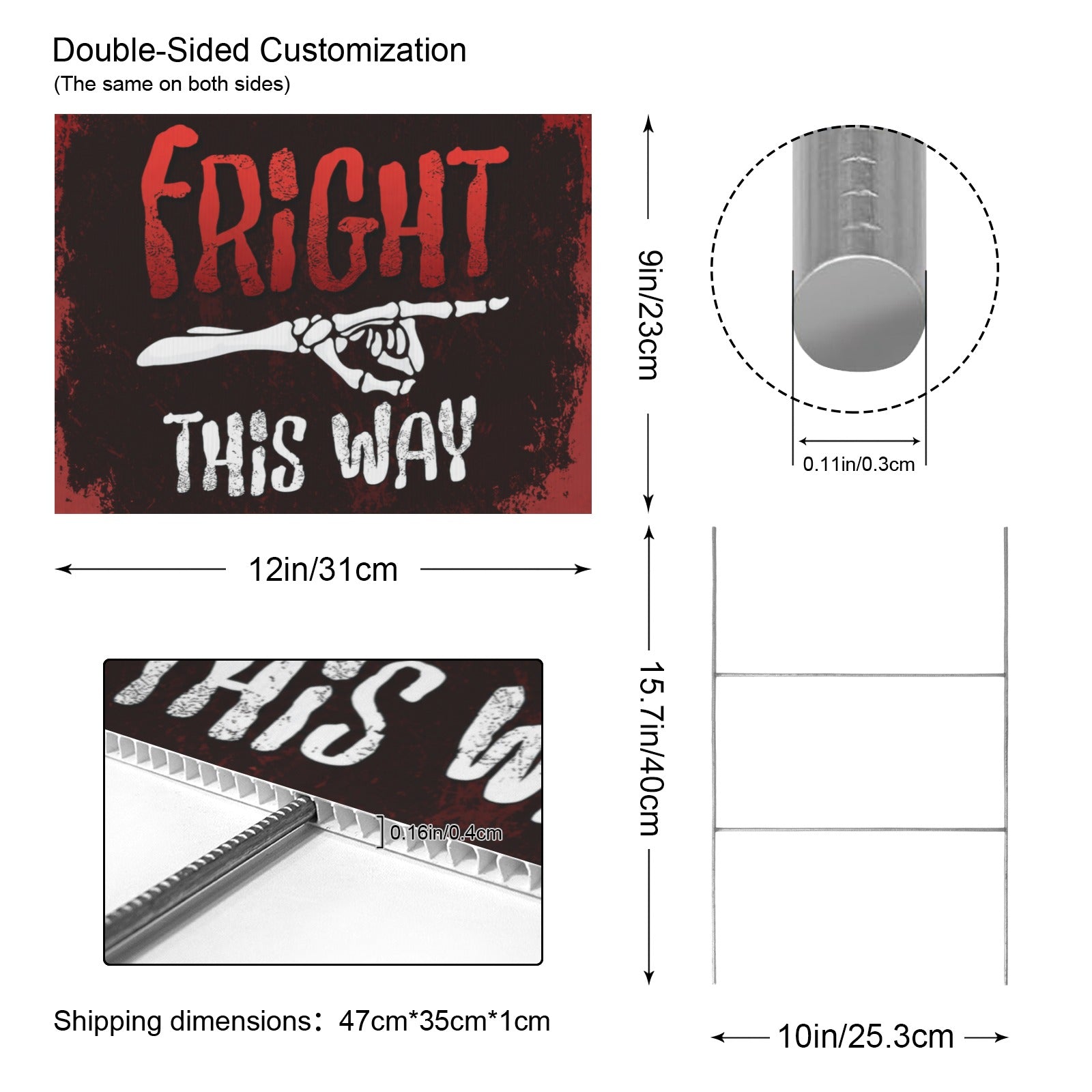 Fright This Way 12 x 9 in House Sign