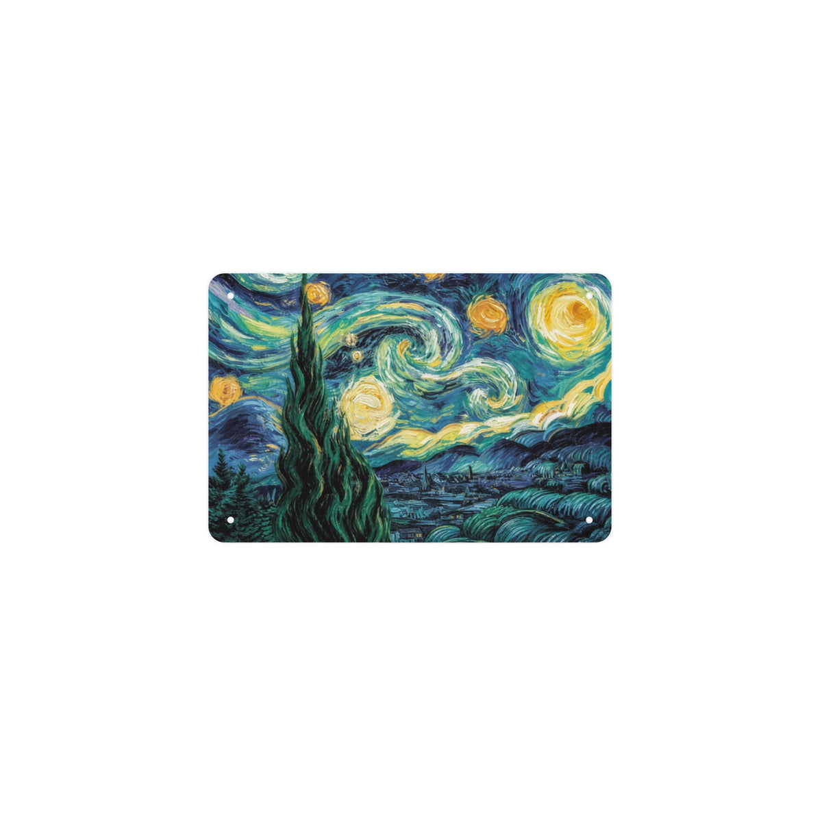 Starry Night Crescent Moon 12 x 8 in Metal Tin Sign