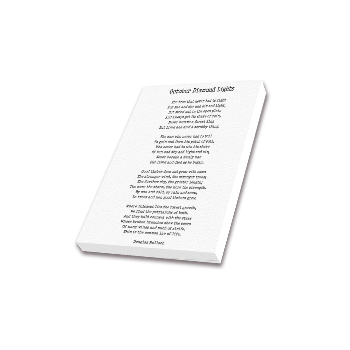 October Diamond Lights Poem Frame Canvas Print 8"x10"