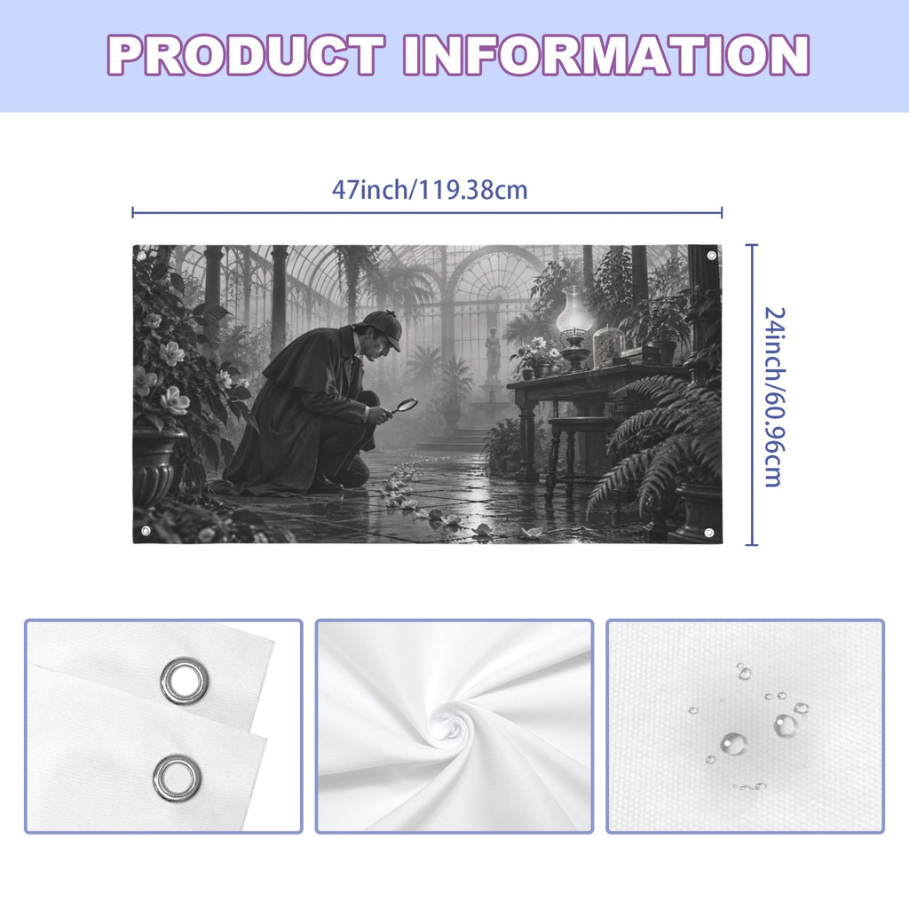 Sherlock Holmes Foggy Conservatory Clue 47 x 24 in Festival Banner