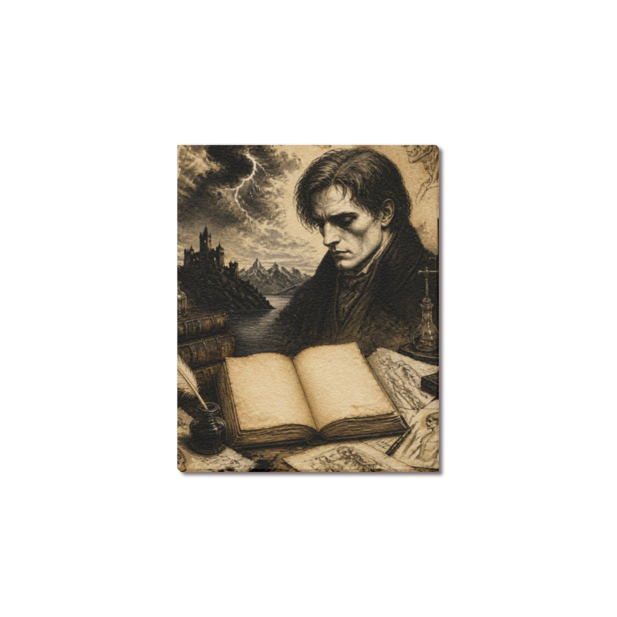 Frankenstein 1818 Title Page Frame Canvas Print 8"x10"