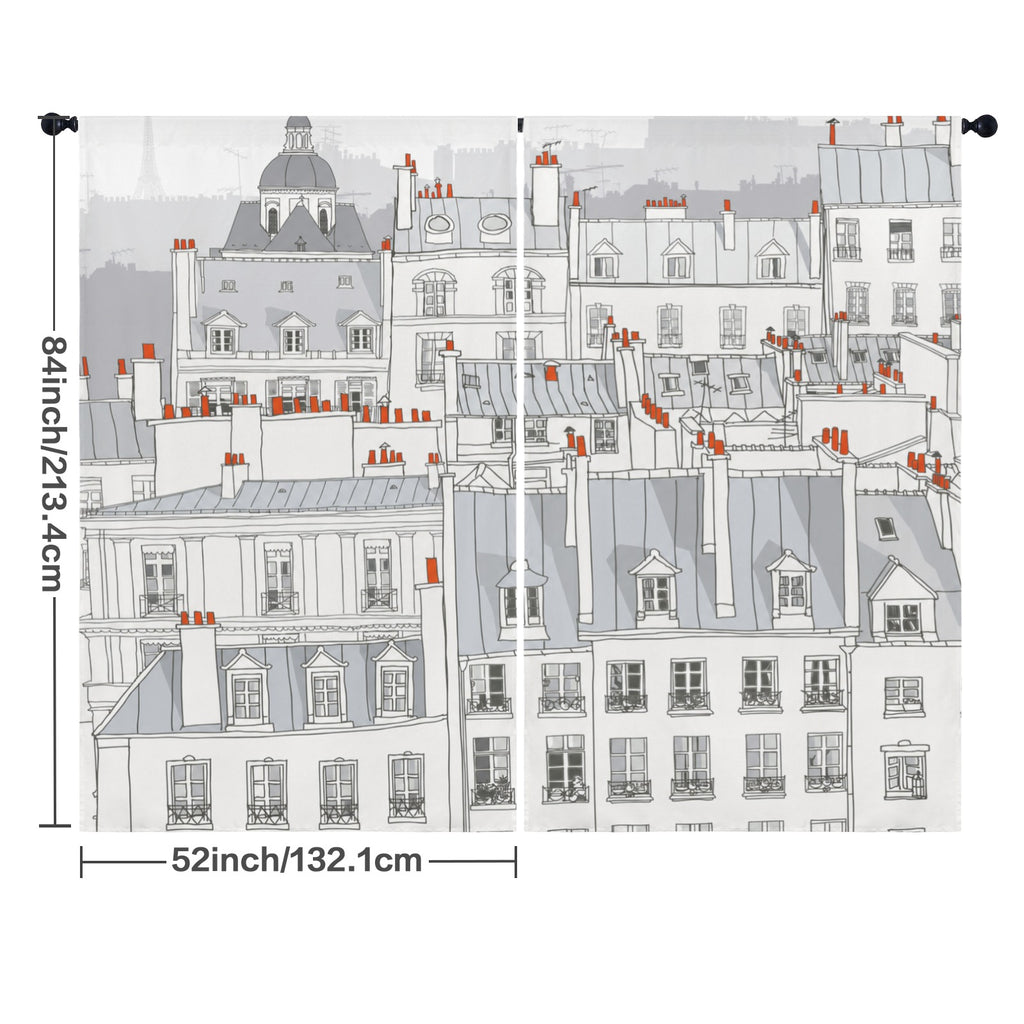Paris rooftop walk 52 x 84 in Window Curtain Set