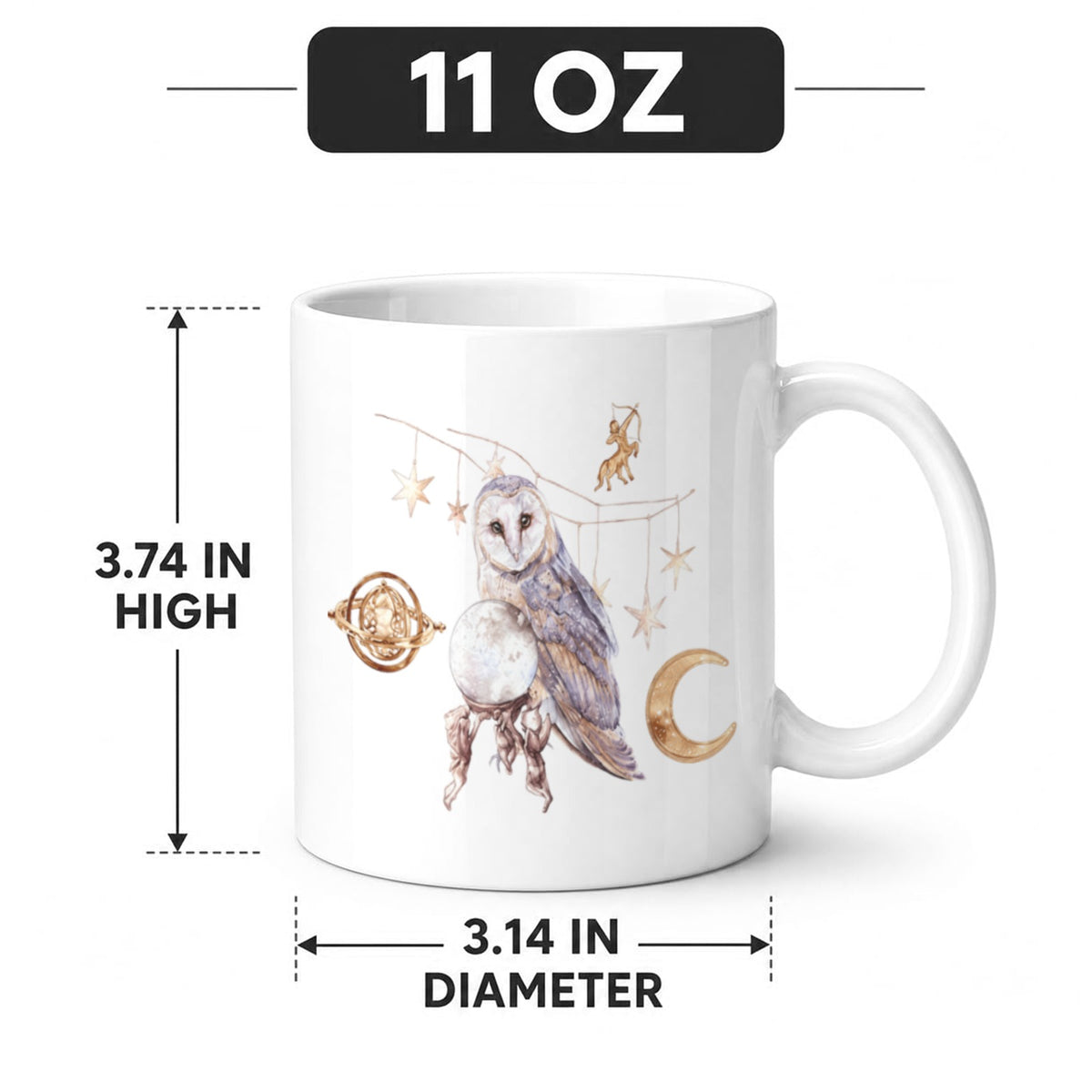 Haunted Forest Owls 11 oz White Ceramic Mug