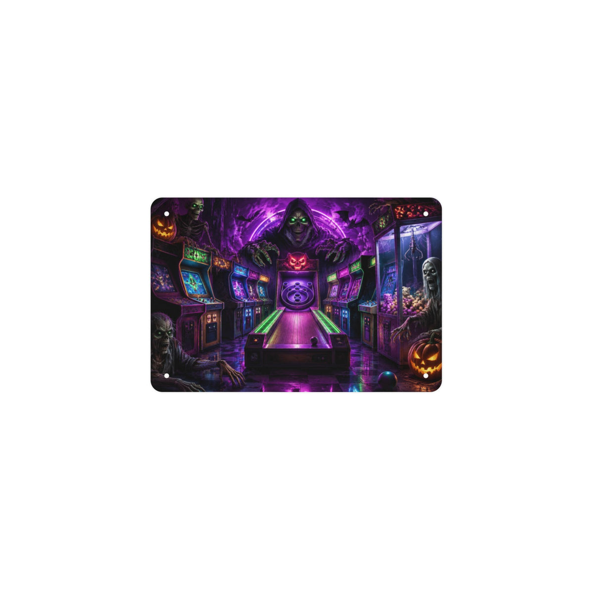 Fright Night Arcade 12 x 8 in Metal Tin Sign