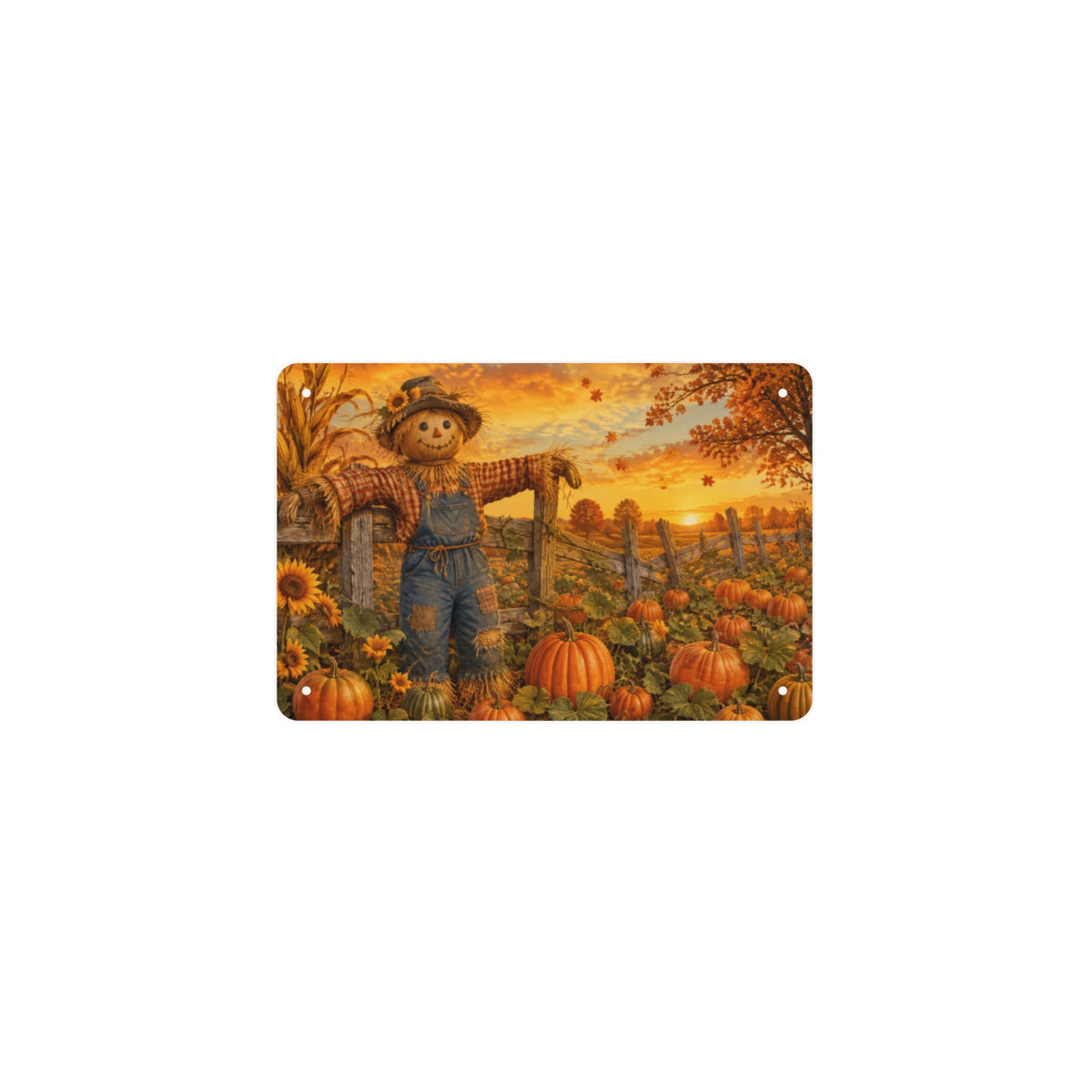 Scarecrow Pumpkin Patch 12 x 8 in Metal Tin Sign