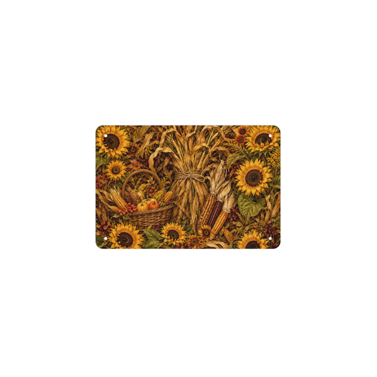 Sunflower Corn Bundle 12 x 8 in Metal Tin Sign