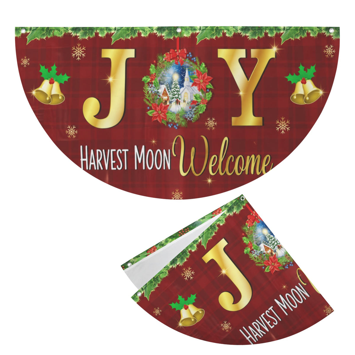 Harvest Moon Welcome 36 x 18 in Semi Circle Flag